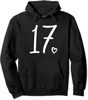 [VidiAmazing] 17th Birthday, for Girls Seventeen, Cute Number 17 Years Old Pullover Hoodie ds609