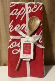 Hallmark Christmas Magic Happens When We're Together Tea Towels Wooden Spoon Set