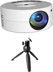 huanzhi Mini Projector LED Home Media Player Audio Portable Projectors with Projector Stand USB Projection Same Screen Mirror-A