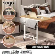 SOGA 40x80cm Walnut Bedside Table Movable Bedroom Desk Student Computer Table