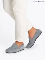 Tommy Hilfiger Grey Casual Suede Driver Shoes (F54818) | $300