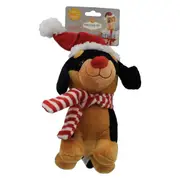 Snuggle Pals Christmas Dachshund with Hat Pet Dog Squeaker Toy 22.5cm