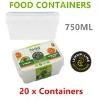 20 x Food Container 750ML Plastic Takeaway Lunchbox Cooking Microwave Freeze