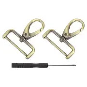 2Pcs Swivel Clasps, 1.5" D Ring Detachable Snap Hook with Screwdriver, Bronze