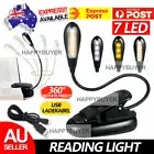 7 LED Reading Light USB Rechargeable Stand Light Clip On Bed Book Reading Lamp~D