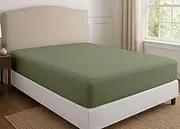 [Cottington Lane] 1 Piece Cal King Size Fitted Sheet Only, Premium Hotel Quality Egyptian Cotton, 15 Inch Deep Pocket Bottom Sheets, Soft, Breathable, Cool & Crisp Bed Sheets, Sage Solid