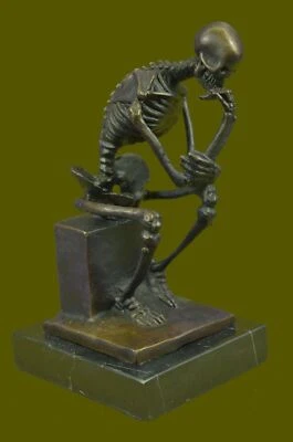 Milo Rodin`s The Thinker Classical Male Nude Bronze Marble Statue Sculpture Gift