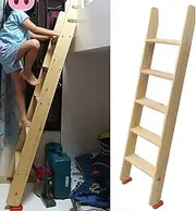 Bed Ladder Natural Wooden, College Dorm Bunk Bed Home Loft Stand Step Ladder, RV Trailer Camper Bunk Ladder with Hook Retainer (Size : 1.5m/59in(5 Step))