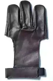 Archery 3 Fingers Tab Black Leather Glove Arrow Guard for Compound Bow Shooting