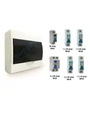 Complete 12 Pole Switchboard +2 x RCD / 8 x MCB + Main Switch Board