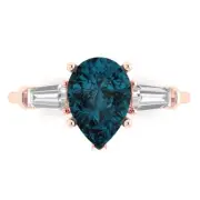 2.3Ct Pear Cut VVS1 Natural London Blue Topaz Solid 14K/18K Gold Engagement Ring