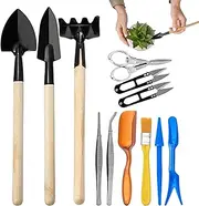 Succulent Tool Set,12pcs Transplanting Succulent Tools, Ergonomically Handle Garden Tool Kit, Stainless Steel Indoor Plant Tool Set, Multifunctional Plant Care Kit, Plant Bonsai Tool Kit for Plants
