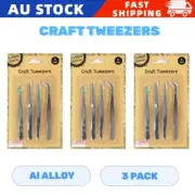 12Pcs Craft Tweezers Hobby Building Tools Arts Project Nail Picking Soft-grip