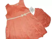 3F NWT 18M CARTER'S Peach Tank top Silky Dress Diaper Cover Set Cotton Rayon