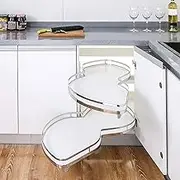 Modern Corner Kitchen Sliding Cabinet with Telescopic Drawers and Carousel 800 900mm