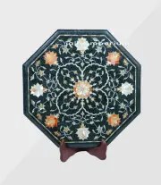 15" green Marble Corner Table Top Unique Design Inlay Work Coffee table garden