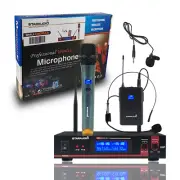 Handheld Wireless Microphone Headset Lavalier Lapel Mic DJ UHF Microphone System