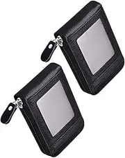 [Abaodam] 2pcs Multifunctional Compact Wallet for Men and Women Credit Card Holder with Zipper Stylish Organizer with Multiple Card Slots Sophisticated Design for Everyday Use