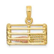 14k Two-tone Gold Two-tone Gold Polished 3-D Lobster Trap Pendant