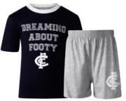Carlton Blues Official AFL Team Logo Youth Summer Pyjamas Size 6 Top & Shorts
