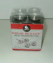 BULL STEAK BUTTON Meat Thermometers Set of 4 new