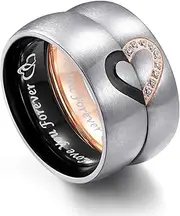[Adreamz] His Queen Her King Matching Promise Rings for Couple Sets Wedding Band Laser Crown and CZ Stainless Steel Queen & King His and Hers Wedding Rings for Couples
