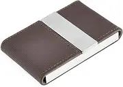 [XYZOOM] XYWHPGV Faux Leather Vertical Striped Pattern Business Card Case, Dark Brown(7e83e 3bc1f f6553 a15c2 4bd2f 61b23