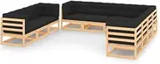 10 Piece Garden Lounge Set with Cushions Solid Pinewood Patio Bar Sets