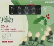 Holiday Living C9 25ct Christmas Clear Light String Lights Indoor/Outdoor 99506