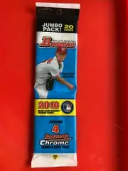 2010 Bowman Baseball Jumbo Rack Pack: 4 chrome, possibility of Bryce Harper card
