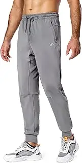 [Hugut] Men's Jogger Sweatpants Lightweight with Zipper Pockets Tapered Joggers Athletic Pants for Workout Running Training