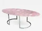 Epoxy Coffee Table Top with Royal Look Oval Shape Rose Quartz Center Table