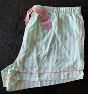 BRAND NEW WOMENS PETER ALEXANDER GREEN STRIPE PYJAMA SHORTS SIZE 3+ (24-26)