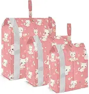 [sanluoli] Peach Cute White Cats Spring 3 Set Packing Travel Bags Waterproof Blanket Bags For Closet Storage Luggage Organizer Bag Travel Suitcase