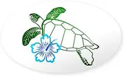 CafePress Sea Turtle Hibiscus Blue Sticker Oval Bumper Sticker, Euro Oval Car Decal