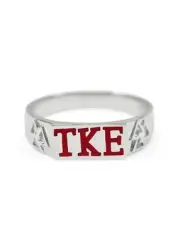 Tau Kappa Epsilon Sterling Silver Ring with Red letters