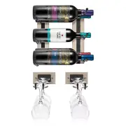 Sorbus Wall Mounted Wine Rack + Stemware Rack Set - Wire & Wood Wine Rack