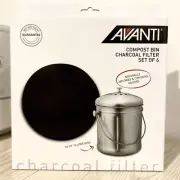 Avanti Food Waste Caddy Bin 10L | 21cm Replacement Carbon Filters X 6