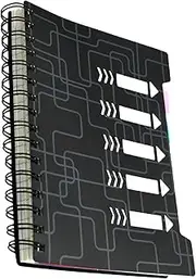 Aomhrek A5 Black Coil-Bound Notebook, Project Book with Dividers, Premium Revision Notebook for University, Work & Projects, Durable Spiral Work Notebook with 150 Sheets (300 Pages)