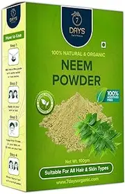 Green Velly 7 Days neem face Pack for Dark Spots, pimples, Pigmentation, Oil Control Home Made Powder