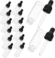 FRCOLOR 20pcs Transparent Mini Dropper Bottles with Lids Leak Liquid Storage Containers for Essential Oils Skincare and Travel Accurate Dispensing for Home the Go Use