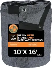 Black 90% Garden Shade Net, 10'X16' Durable Mesh Tarp with Grommets, Garden Sunb