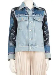 Blue Denim Floral Pattern Jacket