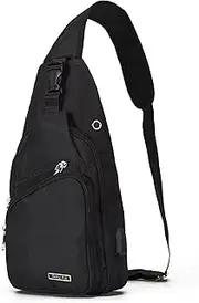 [Seoky Rop] Men Women Sling Backpack Anti Theft Crossbody Shoulder Chest Bag with USB Charging Port