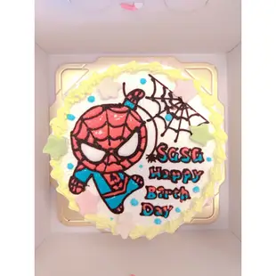 蜘蛛人平面造型蛋糕-(8-12吋)-花郁甜品屋1360卡通漫畫動漫造型台中生日蛋糕手工繪製