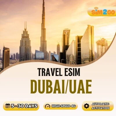 Travel eSIM for DUBAI&UAE 5 to 30 days _ highspeed 4G data _ Unlimited 3G