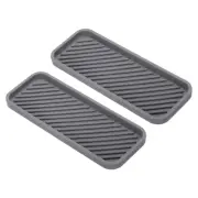 2 Pcs 9" x 3.5" Silicone Bathroom Tray Soap Dispenser Tray, Grey