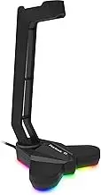 Fortrek Vickers Gaming Headset Support Stand Hanger with RGB, Anti-Slip Rubber Base, Headphone Holder for Display, Storage, Gaming Accessories, Black