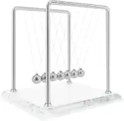 Newtons Cradle Pendulum with 7 Balls, Balance Ball 60+ Sec Swingtime Glass Ba...