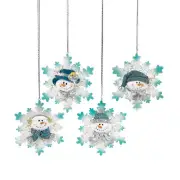 Glitter Snowman Snowflake Christmas Ornaments, Home Decor, 12 Pieces